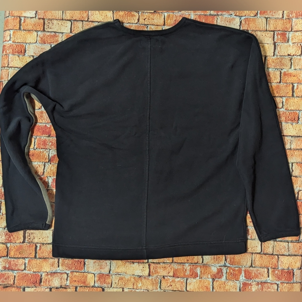 Oak + Fort Black & Olive Green Colorblock Doleman Sleeve Sweat Shirt Size XS - Picture 4 of 9